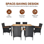 ZUN 7 Piece Patio Dining Set, Outdoor Patio Conversation Set with Acacia Wood Table Top and Rattan 90467533