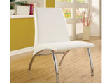 Set of 2 Padded Leatherette Side Chairs in White and Chrome B016P156850