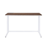 Rectangular Writing Desk with USB Port and Plug, Walnut and White B016P312843