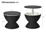 Black Outdoor Imitation Rattan Ice Cooler Side Table 8Gal 2-Height Adjustable with Drain Plug 19316961