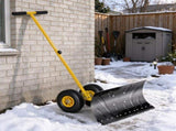 29" Blade Rolling Snow Pusher, Wheeled Snow Shovel with Adjustable Handle for Driveway & Sidewalk, 66892533