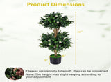 Set of 2 36" Artificial Boxwood Topiary Trees with Flowers, Indoor Outdoor Faux Plants 33264866