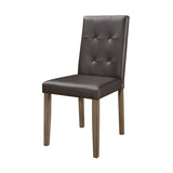 Side Chairs 2pc Set Walnut Brown Finish Wood Frame Faux Leather Back and Seat B01143831