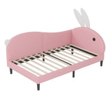 Twin size Upholstered Rabbit-Shape Daybed, Sofabed with Rabbit Ear Headboard, Pink N733P208516H