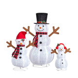 Set of 3 Lighted Snowman Family Christmas Yard Decorations, 4FT 3FT 2FT Pre-lit Pull Up Snowman with 22470567