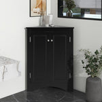 ZUN Black Triangle Bathroom Storage Cabinet with Adjustable Shelves, Freestanding Floor Cabinet for Home WF291467AAB