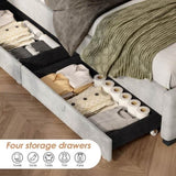 Queen Size Upholstered Platform Storage Bed Frame with 4 Drawers and LED Light,No Box Spring Needed W2889P205106