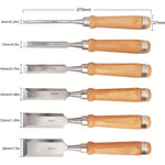 ZUN 6 Pieces Wood Chisel Tool Sets Woodworking Carving Chisel Kit with Premium Wooden Case for Carpenter 04106698