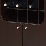 ZUN Wine Cabinet Red Cocoa with Two Doors Removeable Wine Bottle Rack Metal Wine Glass Racks Four B107P222502