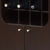 ZUN Wine Cabinet Red Cocoa with Two Doors Removeable Wine Bottle Rack Metal Wine Glass Racks Four B107P222502