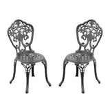 ZUN Cast Aluminum Patio Dining Chair 2PCS With Black Frame W1710P220605