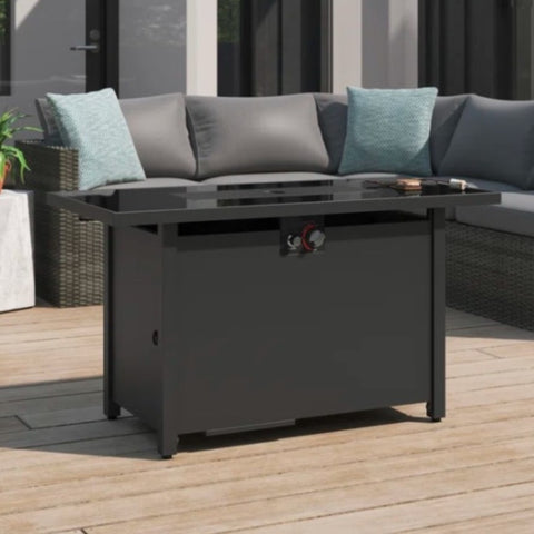 ZUN 25" H x 42" W Steel Outdoor Fire Pit Table with Lid B120P199398