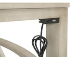 Farmhouse 3-Piece Counter Height Dining Table Set with USB Port and Upholstered Stools,Milky N717P352068A