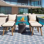 ZUN K&K 5 Pieces Patio Furniture Chair Sets, Patio Conversation Set With Wicker Cool Bar Table, WF324995AAW