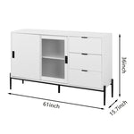 ZUN Modern Featured Storage Cabinet Sideboard with Glass Sliding Door and 3 Drawers, Entryway Console W409P153985