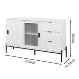 ZUN Modern Featured Storage Cabinet Sideboard with Glass Sliding Door and 3 Drawers, Entryway Console W409P153985