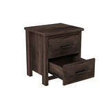Vintage Two Drawer Nightstand, Simple and Generous Storage Space,Dark Walnut WF324088AAD