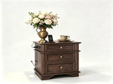 () Vintage-Style 3-Drawer Nightstand with Power Outlet 24*16.14*26.38in P2 MDF 26434829