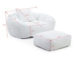 Giant Bean Bag Chair withFootstool, Oversized Bean Bag for Adults and Kids, Faux Fur Shell-Shaped W2677P306793