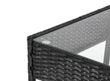 2pcs Arm Chairs 1pc Love Seat & Tempered Glass Coffee Table Rattan Sofa Set Black 42624106