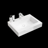 BB02-24-101, Integrated solid surface basin WITHOUT drain & faucet, glossy white color W1865107108