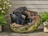 22.0" High DATONA FOUNTAIN Outdoor Weather Resistant Floor Fountain with Light, Light Brown Black 71778.00LBLK