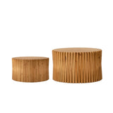 Vintage Fashion Style Cylindrical Nesting Coffee Table Set with Vertical Textured Embossed Design W757P264677