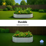 2 Pcs 631ft Raised Garden Bed, Oval Galvanized Outdoor Planter Box, Metal Garden Bed for Planting 93554205
