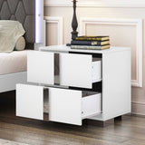 Elegant Nightstand with Metal Handle, Mirrored Bedside Table with 2 Drawers for Bedroom, Living 62606640