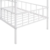 Metal House Bed Frame Twin Size with Slatted Support No Box Spring Needed White MF289091AAK