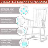 Patio Rocking Solid Wood, Outdoor Porch Rocker with Wooden Frame, Indoor Wooden Rocking 55528553
