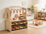 Wooden Grocery Store Playset, Pretend Play Supermarket with Cash Register, Play Food & Chalkboard 85822904