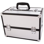 ZUN SM-2083 Aluminum Alloy Makeup Train Case Jewelry Box Organizer Silver 53090133