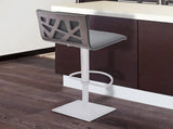 Talyris Adjustable Height Swivel Gray Faux Leather and Gray Walnut Bar Stool with Brushed Stainless B2736P511299
