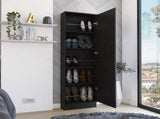 Leto Xl Shoe Rack, Mirror, Five Interior Shelves, Single Door Cabinet -Black B07091929