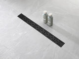 28 Inch Linear Shower Drain with Removable Brick Patterned Grate Cover, 304 Stainless Steel Shower 77812055