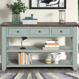48'' Solid Pine Wood Top Console Table, Modern Entryway Sofa Side Table with 3 Storage Drawers and 2 W120246666