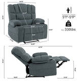 ZUN Massage Recliner Chair Sofa with Heating Vibration W1403P152415