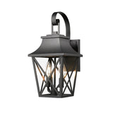 Black Outdoor Wall Lantern 2-Light, Large Outside Modern Wall Sconce Fixture, Industrial Porch W2714P218530