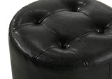 1pc Glam Contemporary Upholstered Round Swivel Vanity Stool Button Tufted Seat Black B2741P322610