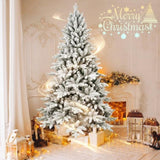 7ft Flocked Christmas Tree with 1514 Tips, Realistic PEPVC Snowy Hinged Tree with Metal Stand, Full 02903371