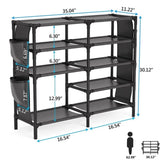 ZUN Shoe Rack with Pockets, 5-Tier Shoe Boots Organizer Freestanding Shoe Shelf for Entryway 99295317