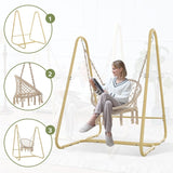 ZUN Swing Chair Handmade Macrame Swing Hammock Chair with Stand 17162944