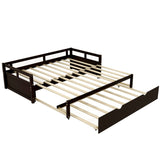 Extending Daybed with Trundle, Wooden Daybed with Trundle, Espresso WF194887AAP