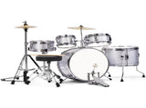 14"x10" 5-Pieces Junior Kids Drum Set Kit Pedal Drum Stick Wrench Drum Stool Silver 96527126