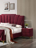 Red And Gold Coated 1pc Nightstand Bar Pull Handle Fully Upholstered Flannelette Classy Bedroom B2741P350273