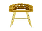 Mustard Yellow Bubble Bar Stools Set of 2, Velvet Upholstered Counter Height Bar Chairs with Gold W3875P462109