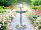 51*51*106cm Plastic Round Birdbath with Solar Ligh Dark Green 42033650