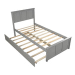 ZUN Platform Bed with Twin Size Trundle, Twin Size Frame, Gray 25645437