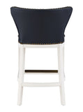Macon Midnight Blue Faux Leather and White Wood Counter Stool B050P364431